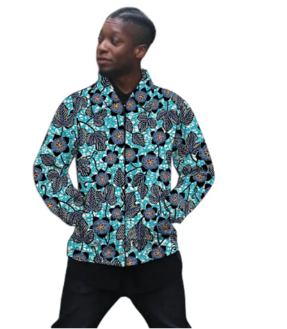 Stylish Men's Jacket with Turn-Down Collar, Featuring Nigerian Print and Short Ethnic Design for Men's Outerwear