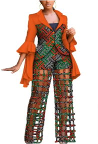 African Print Blazer and Pants Set for Women,