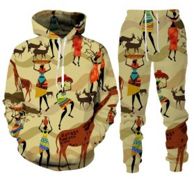 Retro African Printed Hoodie for Men and Women
