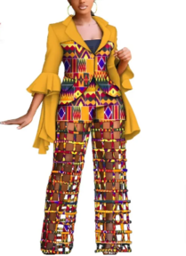 African Print Blazer and Pants Set for Women,