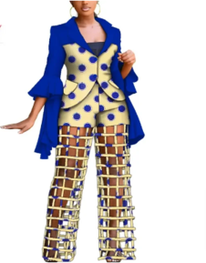 African Print Blazer and Pants Set for Women,