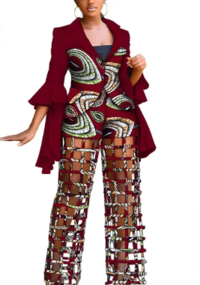 African Print Blazer and Pants Set for Women,