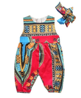 African Dashiki Print Rompers - Stylish Summer Fashion for Baby Girls!