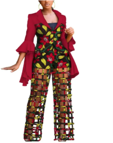 African Print Blazer and Pants Set for Women,