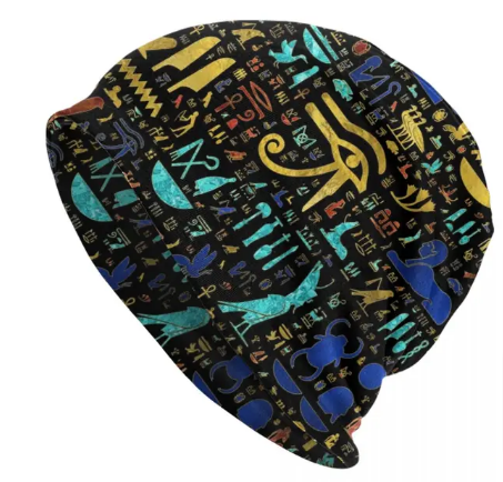 Ankh Cross Bonnet Hats: Egyptian Feline Edition Hip Hop Knit Caps for Men and Women