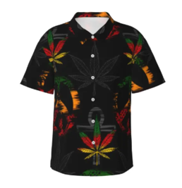 Oversized Hawaiian Rastafari weed Shirts for  College Blouses