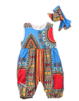 African Dashiki Print Rompers - Stylish Summer Fashion for Baby Girls!