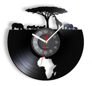 Africa Animals Wildlife Nature Giraffe Vinyl Wall Clock Art