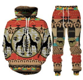 Retro African Printed Hoodie for Men and Women